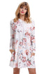 Sexy White Floral Print Drawstring Hoodie Dress